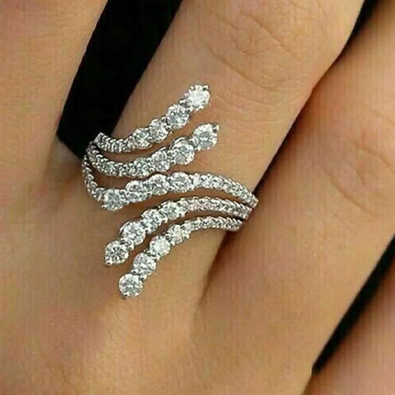 

Geometric Swing Arm Design, Cubic Zirconia Zircon, European and American Style, High-end Fashion, Multi-layer Light Luxury Ring 6