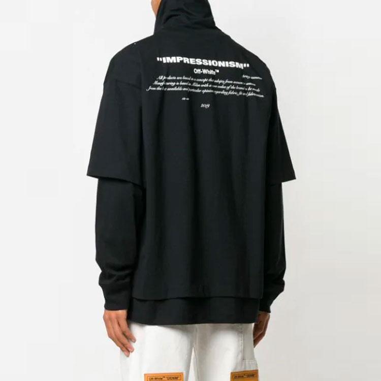 Off-White Ss19 Fake Two-Piece Pattern Printed Zipper Polo Long Sleeve T-Shirt Men Tops OMAB027R191850081088