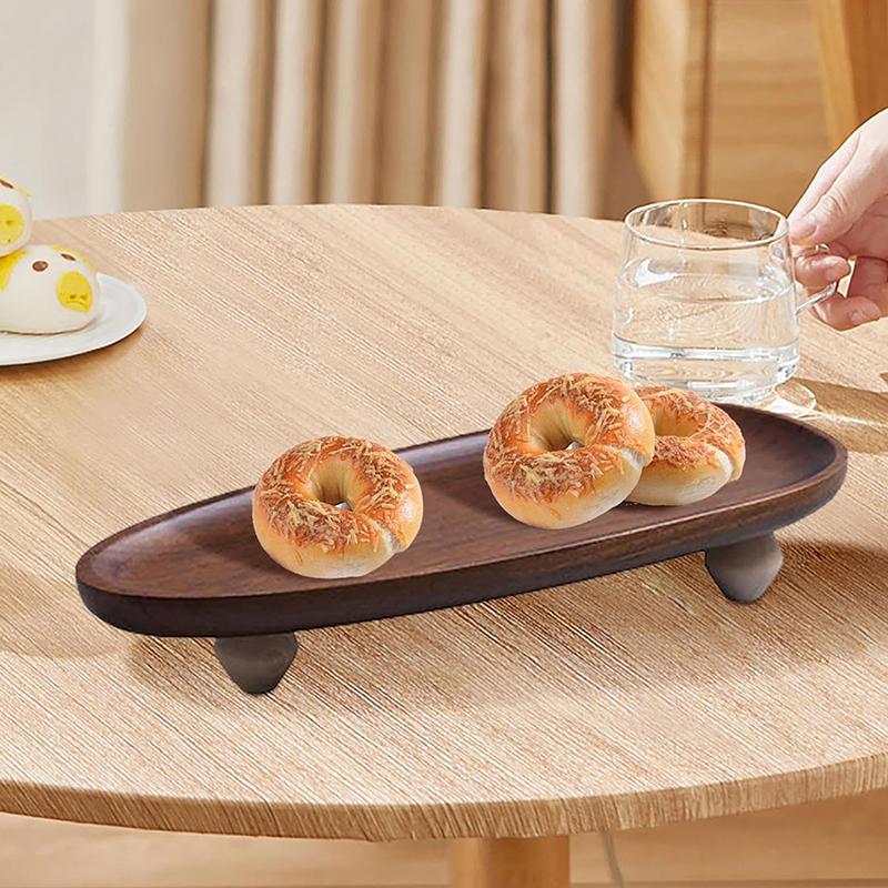Yüksek Ayaklı Premium Akasya Ağacı Servis Tepsisi Ayaklı Düzensiz Şekilli Meyve ve Atıştırmalıklar İçin Saklama Düzenleyici Ev Kullanımı İçin İdeal