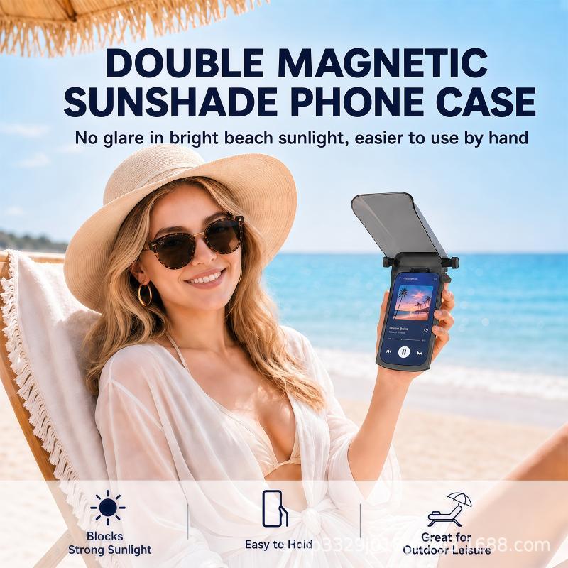 Mobile Phone Rain & Sun Cover Anti-reflective Foldable 360° Rotatable for Outdoor Delivery Rider Phone