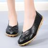 Women's Breathable Perforated Leather Flat Shoes Comfortable Massage Sole Casual Loafers for Daily Walking