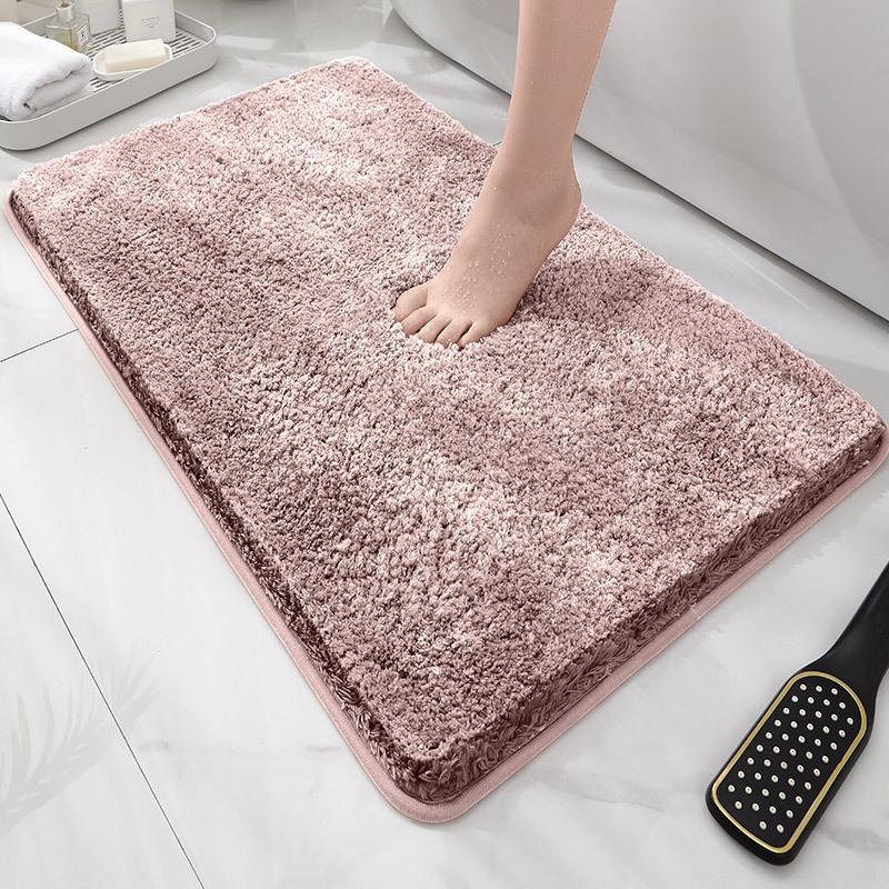 Modern Minimalist Solid Color Floor Mat, Square Long Plush, Thickened Absorbent Carpet, Bathroom Door Mat, Non Slip Mat