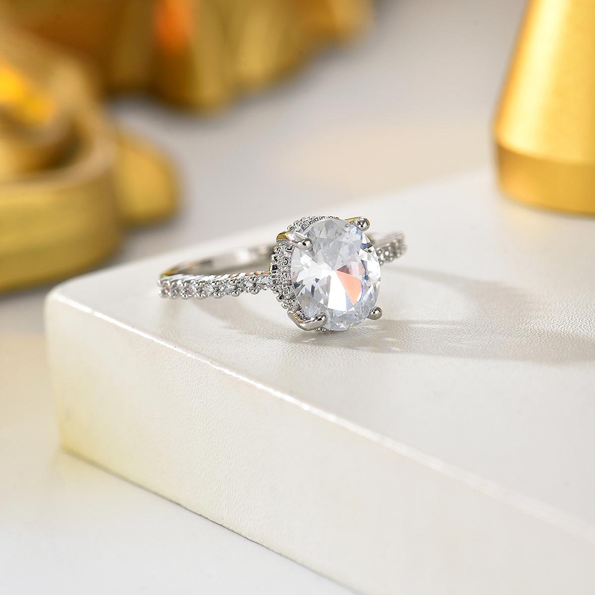 

Round CZ Halo Engagement Ring for Women Gold Silver Color Paved Cubic Zirconia Ring Elegant Jewelry for Bridal Daily Wear