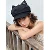 Women Cute Ear Octagonal Beret Summer Bowknot Design Painter Hat Face Slimming Cap