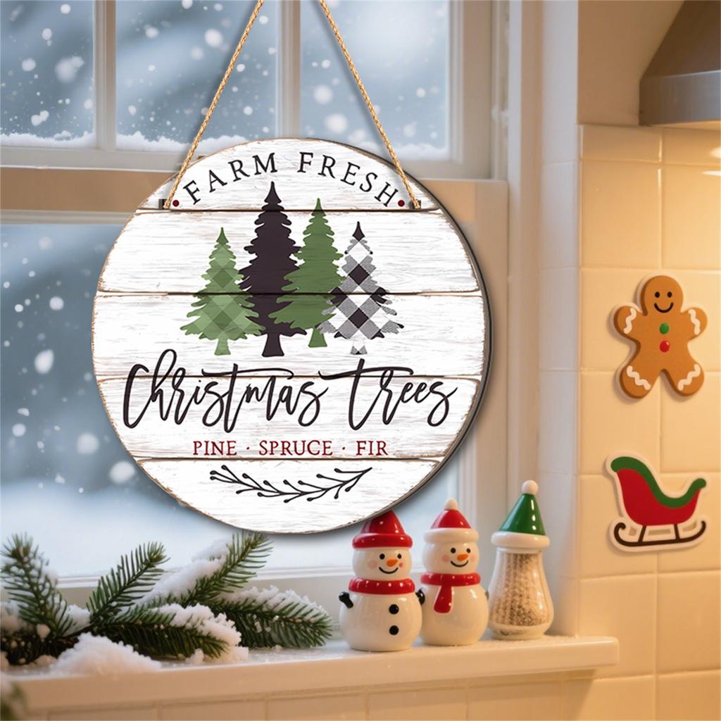 Christmas Christmas Tree Welcome Sign 2D Flat Wooden Holiday Party Hanging Sign Ornaments