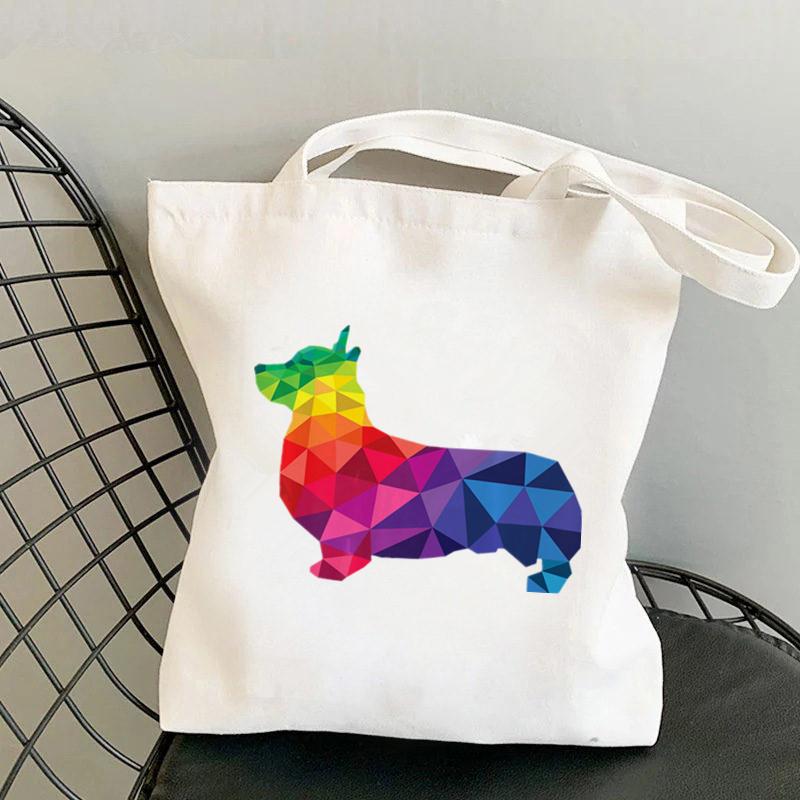 Shopper Watercolor Design For Corgi Lovers Bag Harajuku Women Shopping Bag Canvas Shopper Bag Handbag Tote Bag Shoulder Lady Bag