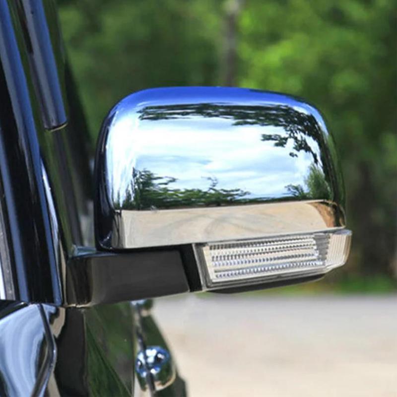 For Mitsubishi Pajero V80-V98 2007- Side Door Mirror Cover Rearview Decor Trim ABS Plastic Car Accessories 2pcs