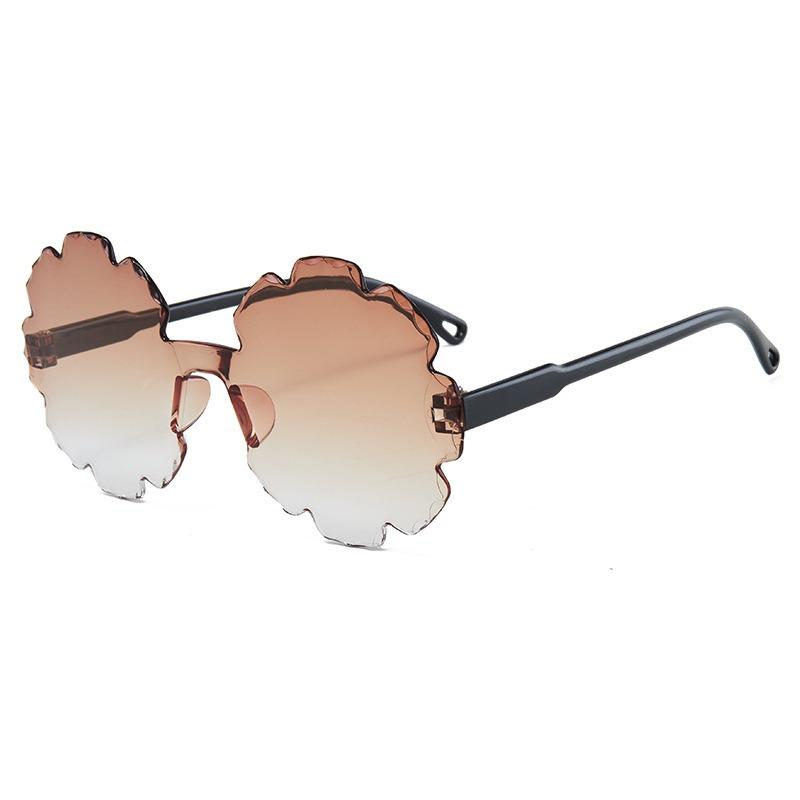 Non-polarized Fashion Rimless Irregular Edge Trimming Cute Flower Cartoon Sunglasses Men Women Outdoors Party Sunscreen Eyeglasses