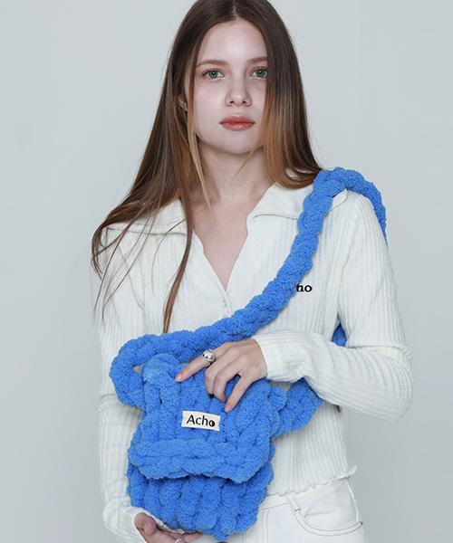 Acho Knitted Snow Crossbody Bag_Blue