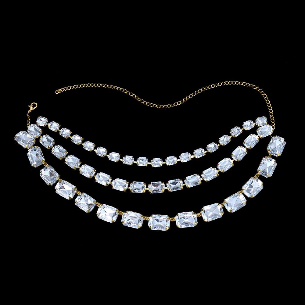 Stonefans Exaggerated Multi Layer Big Crystal Choker Necklaces Jewelry for Party Shiny Square Rhinestone Chain Necklace