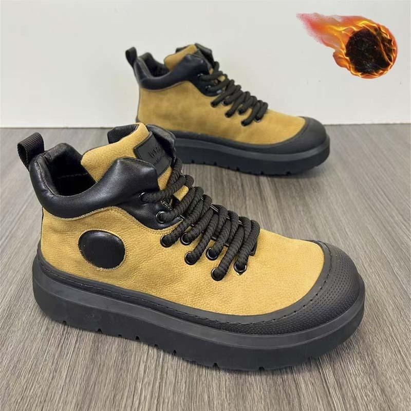 Men's soft elastic winter warm cold padded snow boots thick soles non-slip wear outdoor leisure sports mountaineering cotton boots