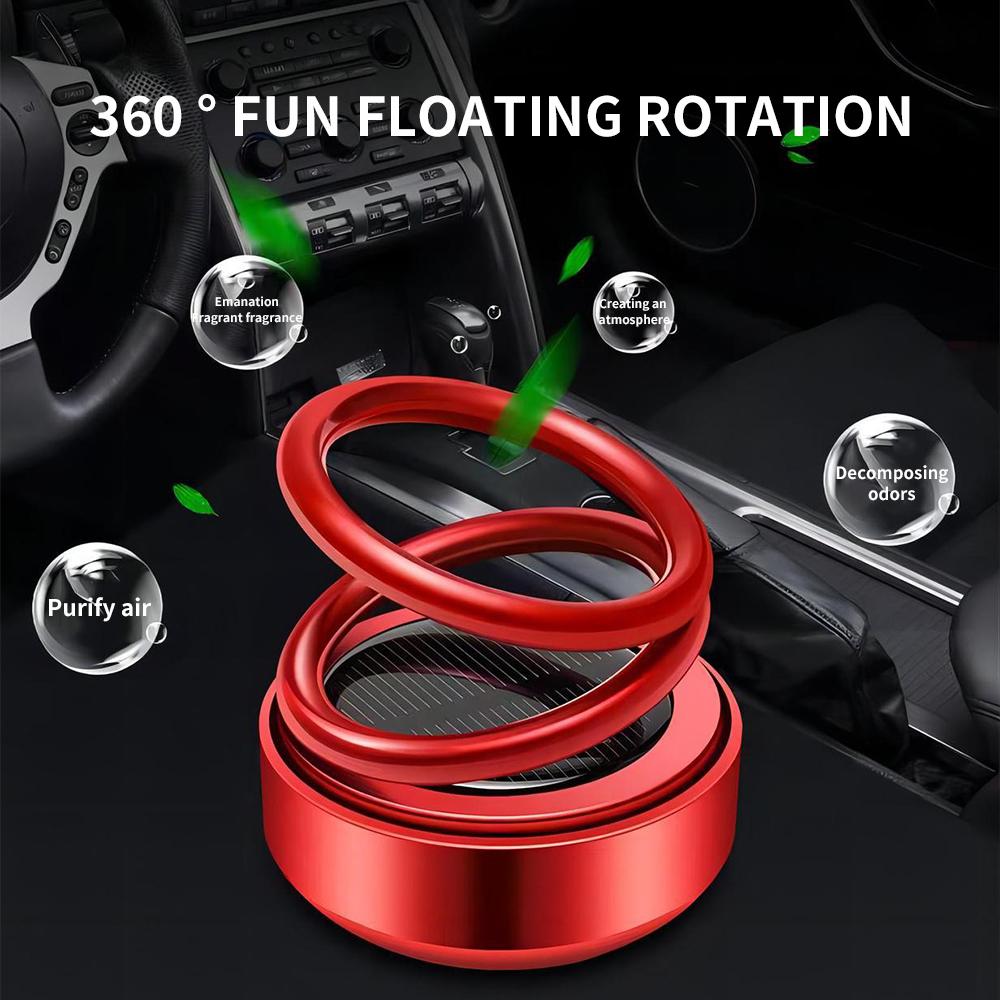 Ornamente de parfum pentru mașină, cu energie solară, cu inel dublu suspendat, parfum rotativ, de ultimă generație, consumabile pentru decorarea interioară a mașinii