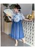 Girls' cheongsam dress 2026 new summer children's Chinese style blue and white porcelain Hanfu ancient style summer princess dress