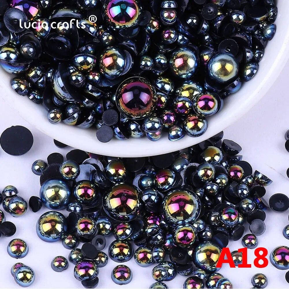 Zufällige Mischung, 3–10 mm, AB-Farbe, halbrund, ABS-Perlen, Imitationsperle, Flatback-Perlen für DIY-Nageldekoration, Schmuckherstellung