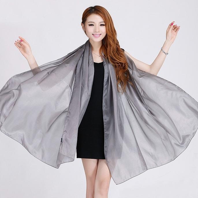 Sciarpa Stola in Seta di Gelso Grigia da Donna 180*110Cm Design Oversize Sciarpe e Coprispalle Femminili Stole Parasole Estive Kaki Nero