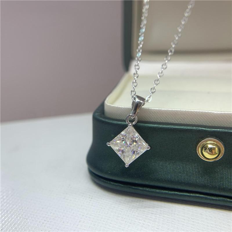 

Положительный результат теста, ожерелье из муассанита, квадратное 7*7 мм, 2 карата, цвет D, VVS, бриллиантовая подвеска отличной огранки, ожерелье, свадебные украшения