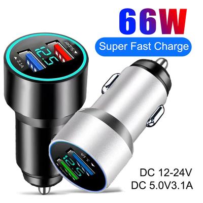 66W+3.1A Digitalanzeige LED Autoladegerät Superschnell Aluminiumlegierung Auto Handy Ladegerät Adapter für iPhone Samsung Huawei Xiaomi