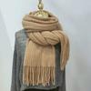 Winter long scarf women's simple fringed shawl with imitation cashmere windproof warm solid color scarf