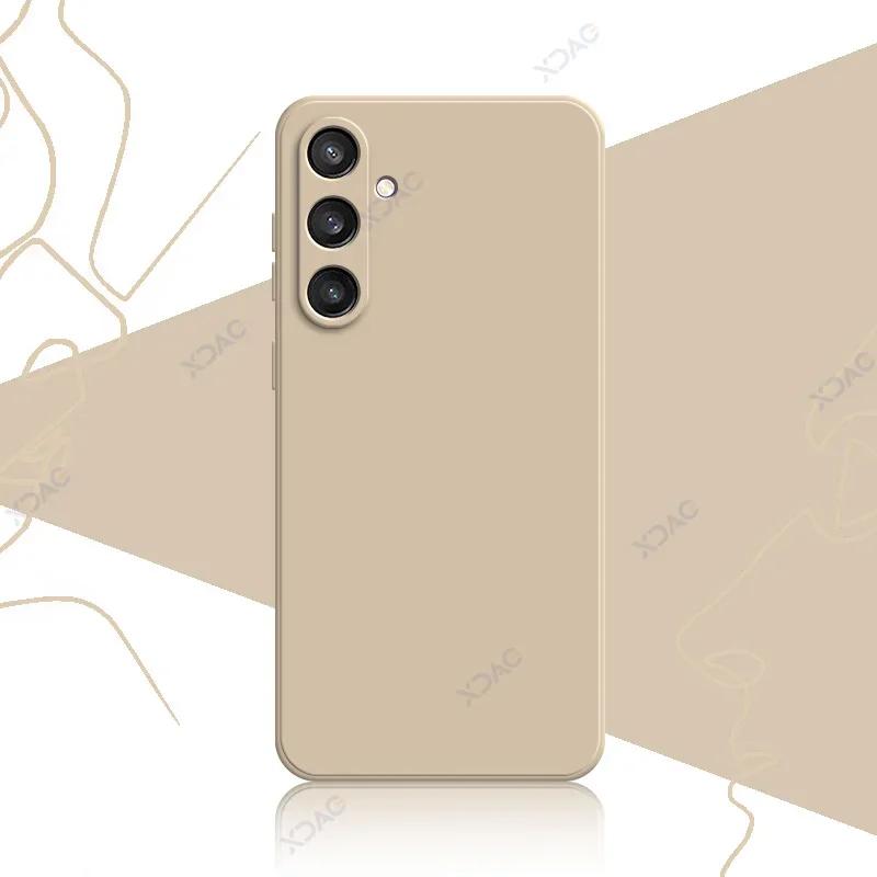 Coques Carrées de Luxe en Silicone Liquide pour Samsung S24 Plus Ultra SamsungS24 S24Plus S24Ultra 5G 360 Protection Douce Boîtier