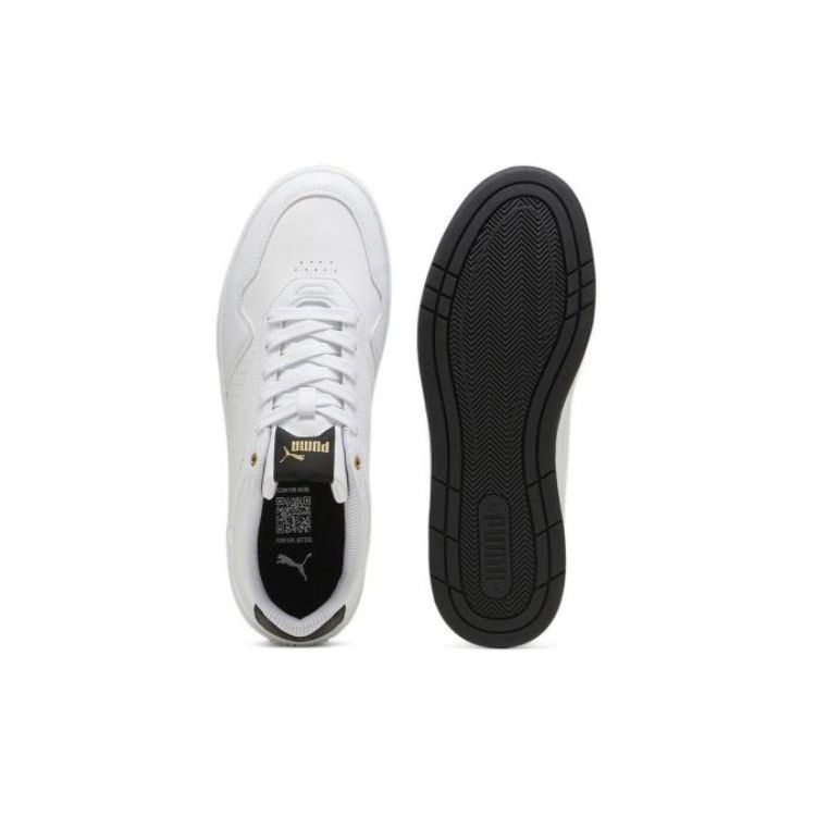 Puma Court Classic White Black Gold Unisex Sneakers 395018-07