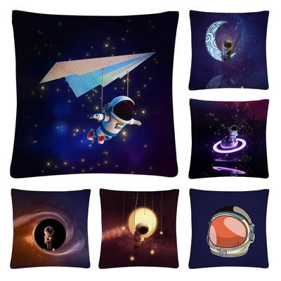 Capa de almofada para sofá de carro com decoração para casa, astronauta, estampa de desenho animado, fronha quadrada