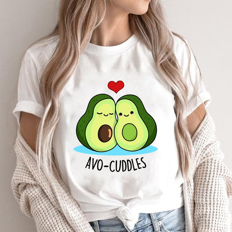 (Asian Size ) Graphic Tee Avocado Love Style Clothing Summer Sweet Trend  Print Female T Top Casual Short Sleeve Women Fashion T-shirt