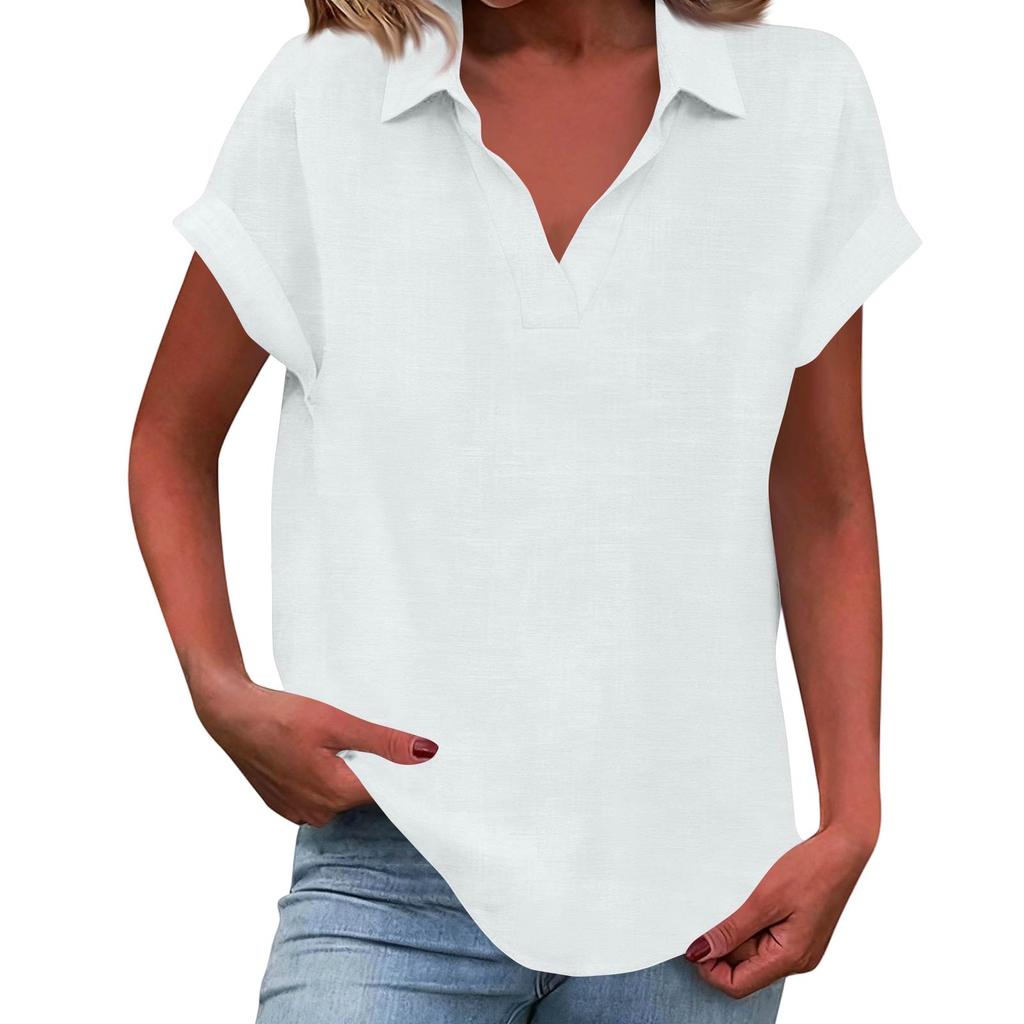 Damen Mode Lässig,Farbiges Kragenkurz,Kurzärmeliges T-Shirt,T-Shirt Top