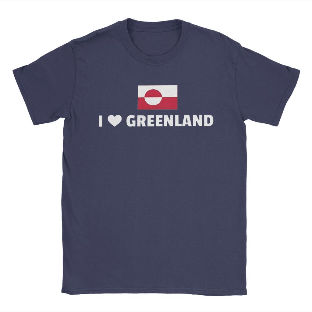 Greenland Flag TShirts Men Funny Pure Cotton Tee Shirt Crew Neck Short Sleeve T Shirts Gift Idea Clothes