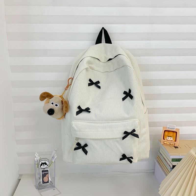 Rucksack aus Cord im koreanischen Stil: Großes Fassungsvermögen, leicht, perfekt für Schule und Reisen