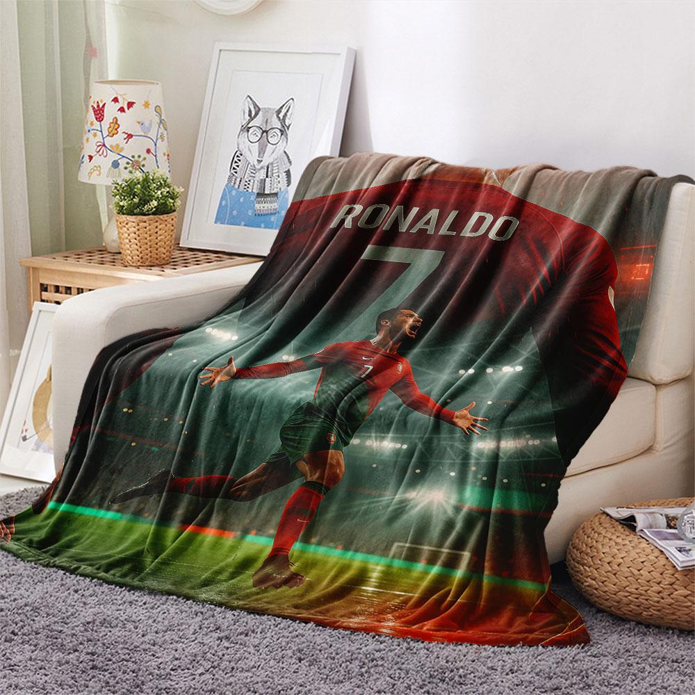 Cristiano Ronaldo Printed Flannel Blanket, Soft Throw for Bedroom Sofa, Washable,soccer Fan Merchandise, Great Gift.