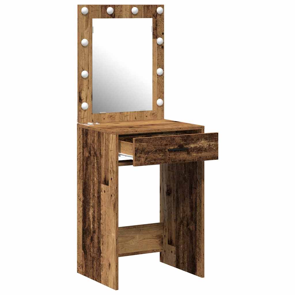 Vintage style Makeup Table with Mirror Reclaimed Wood Look 50 x 41 x 135 cm Engineered Wood