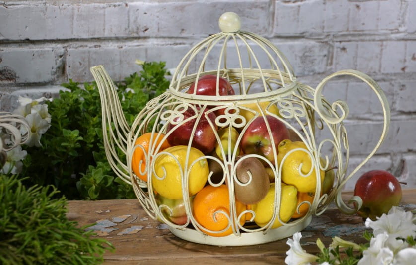 Kettle openwork fruit basket in retro style