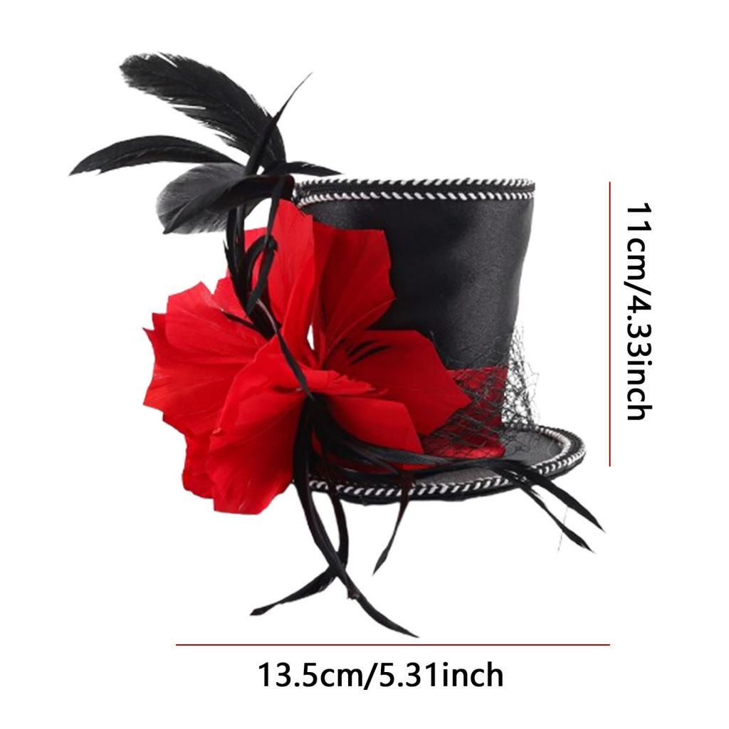 Feather Magic Hat Elegant Top Hat Costume Burlesque Style Hat for Women Formal Events