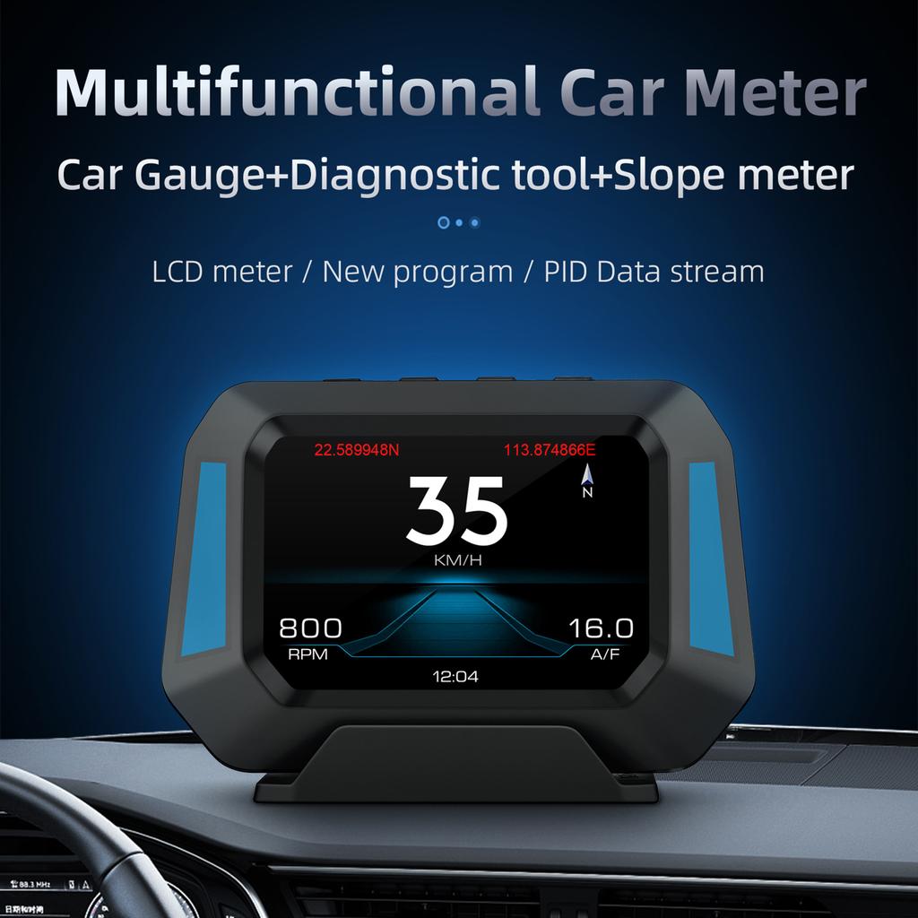 Multi-Functions Trip Computer P21   Car Gauge, OBD  Diagnostic and Slope Meter Speedometer Safe Driving Computer Overspeed Alarm for All