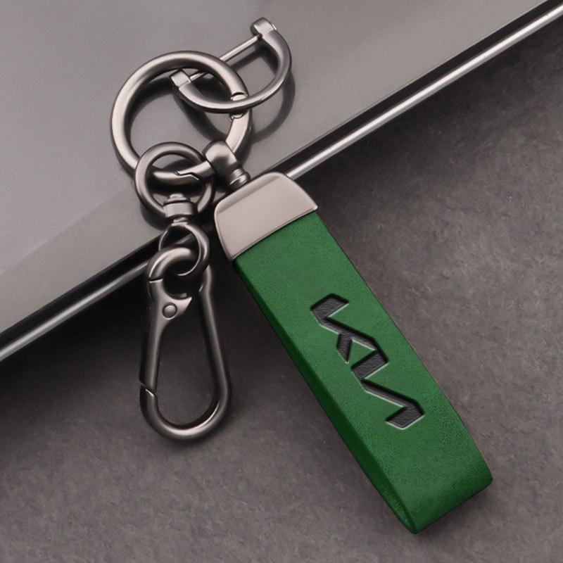 HFVY8 Car Keyring Luxury Genuine Leather Keychain Pure Color Buckle For Kia KN Rio 5 Ceed Sportage Cerato Soul Sorento K2 Flip Picanto