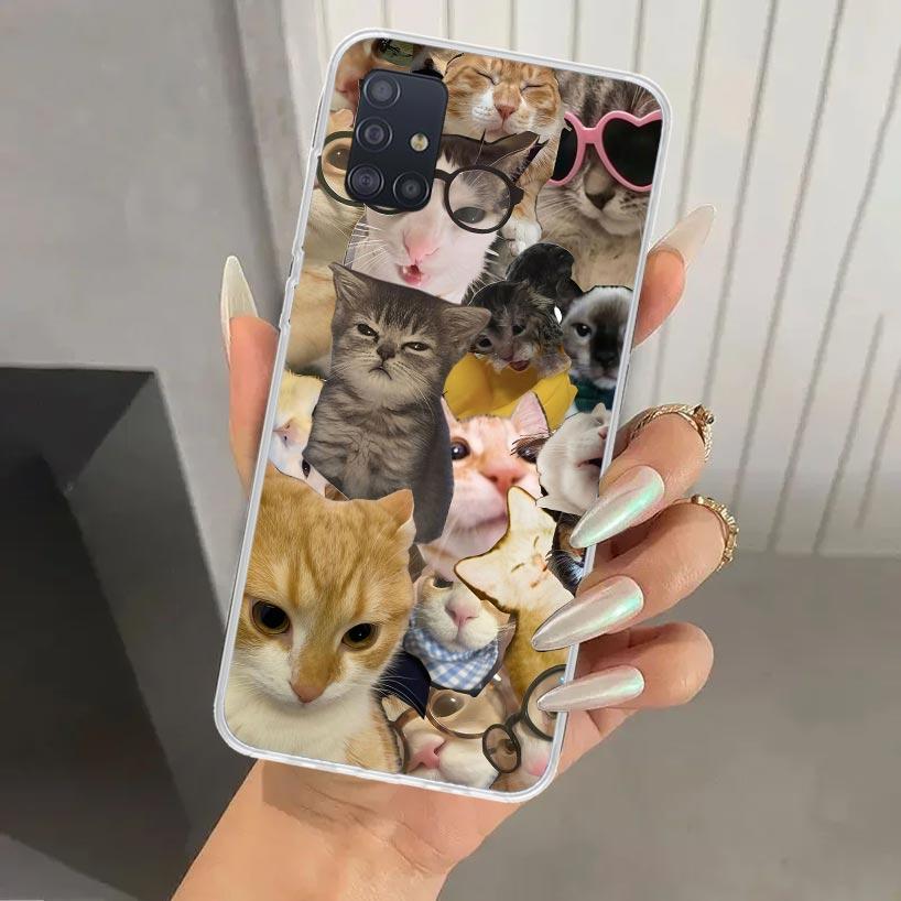 Crying Cat Memes Phone Case for Samsung Galaxy A52 A32 A22 A12 A02S A50S A30S A10S Note 20 Ultra 10 Plus S10 A31 A20 A71 A72 Gal