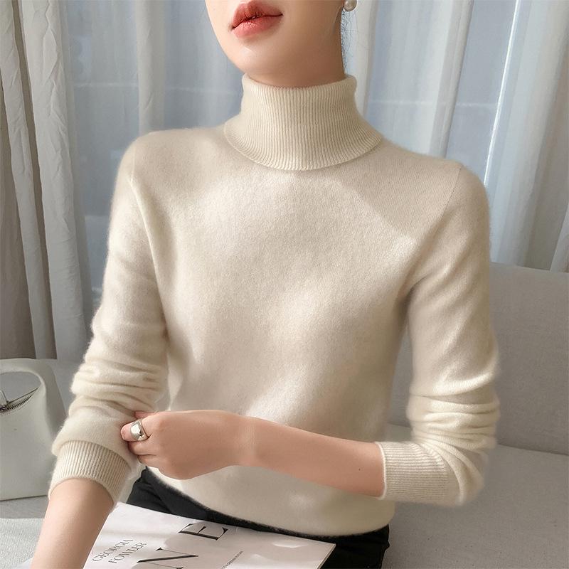

25 Autumn/Winter Women s High Turtleneck Pullover Knit Sweater with Long Sleeves XXL