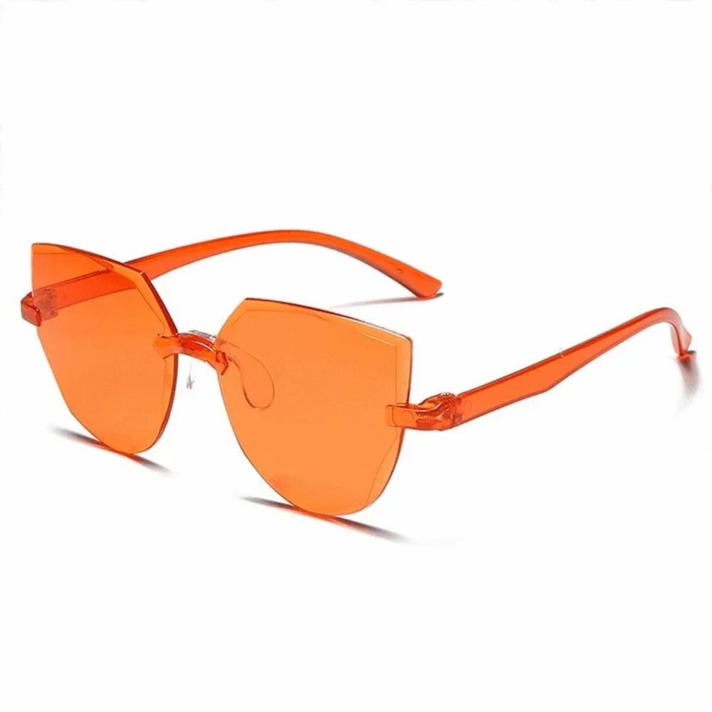 Stylish Ladies Cat Ear Sunglasses - Retro Frameless Jelly Transparent Design