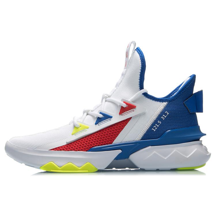New LiNing Slip Resistant Breathable Support Rebound Low Top Sports Casual Shoes White Red Blue AGLQ073-2