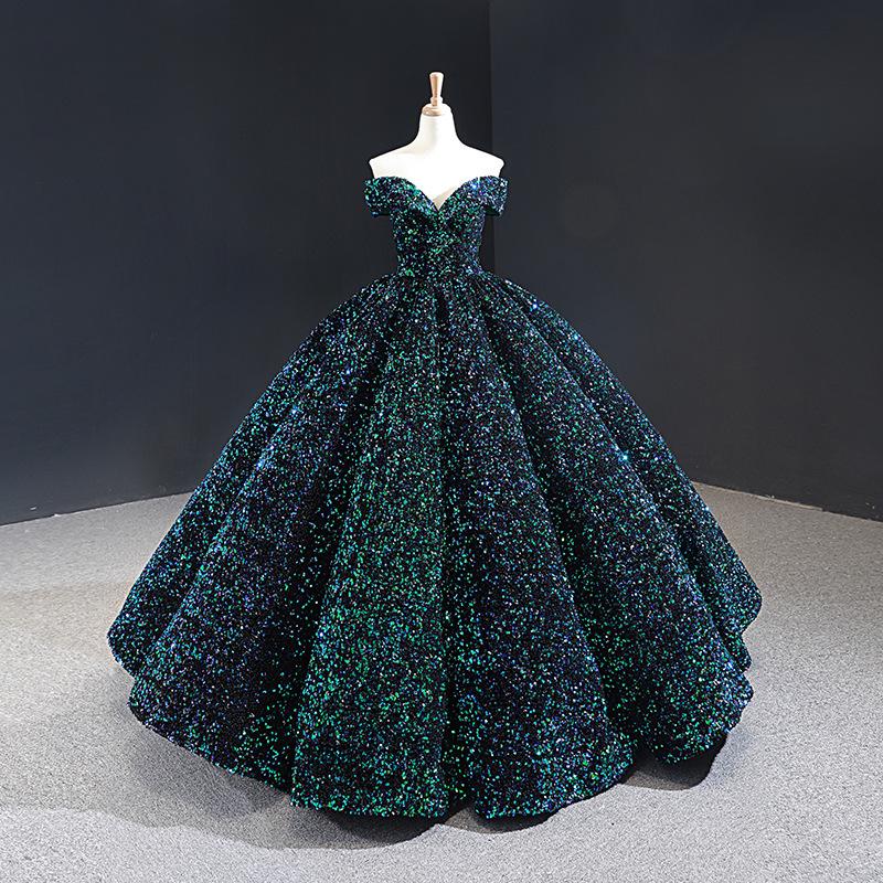 Cross-border Shiny Pitaya Puffy Skirt Wedding & Evening Gown