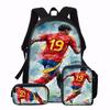 3-Piece 19 Soccer Star Pattern Backpack Set – Large-Capacity Casual Backpack with Matching Clutch & Tote Bag, Perfect for Daily