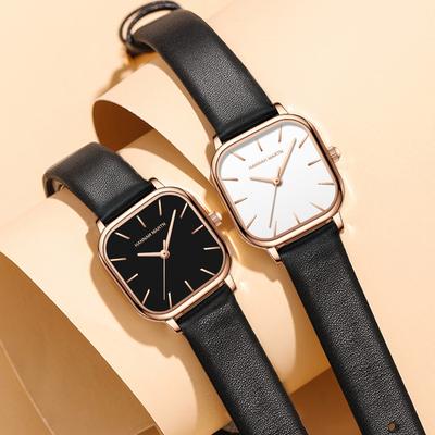 Damen Quarzuhren Wasserdicht Elegante Uhr Mode Lederarmband Einfache Business-Uhr Schwarz Roségold Quarzwerk Mädchen Geschenkuhr
