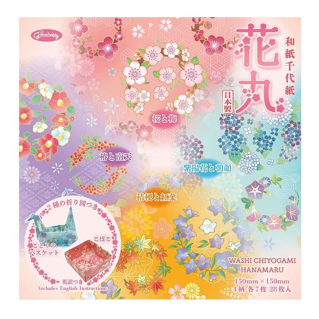 Showa Note Grim Hobby Origami Washi Chiyogami Flower Circle 5-Pack 2320985