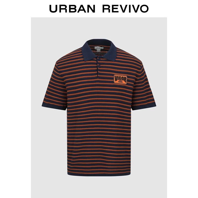 UR2026 Men s Cotton Stripe Embroidered Polo Knit Shirt M
