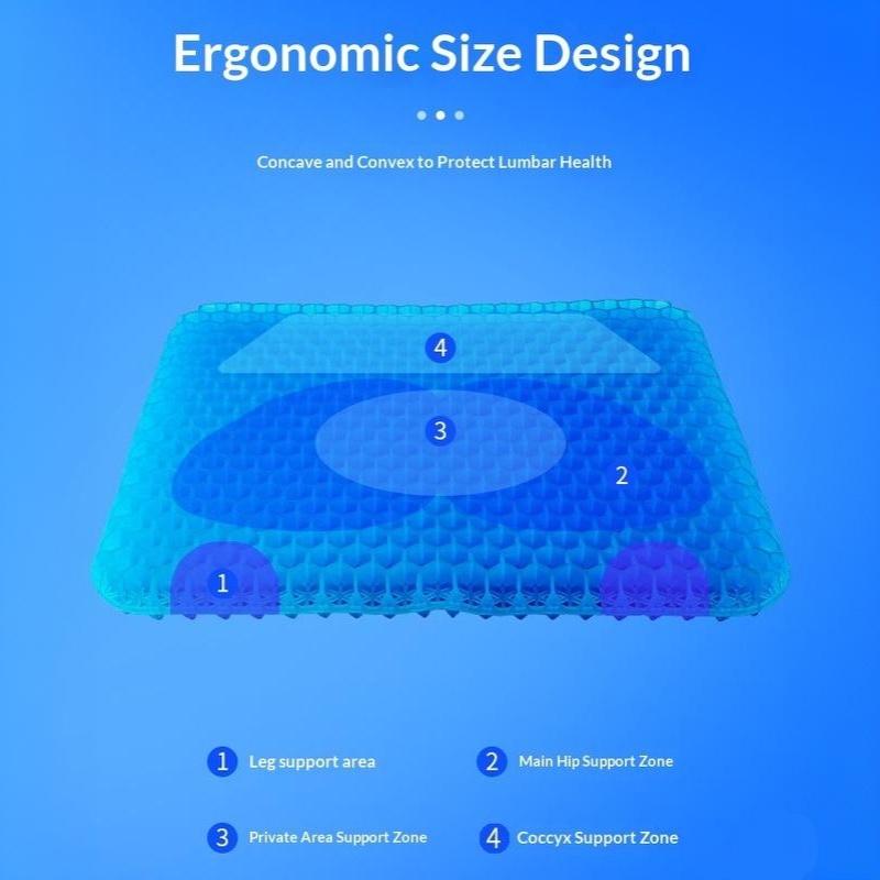 Gel Seat Cushion Summer Breathable Honeycomb Design For Pressure Relief Back Tailbone Pain - Home Office Wheelchair Chair Cars