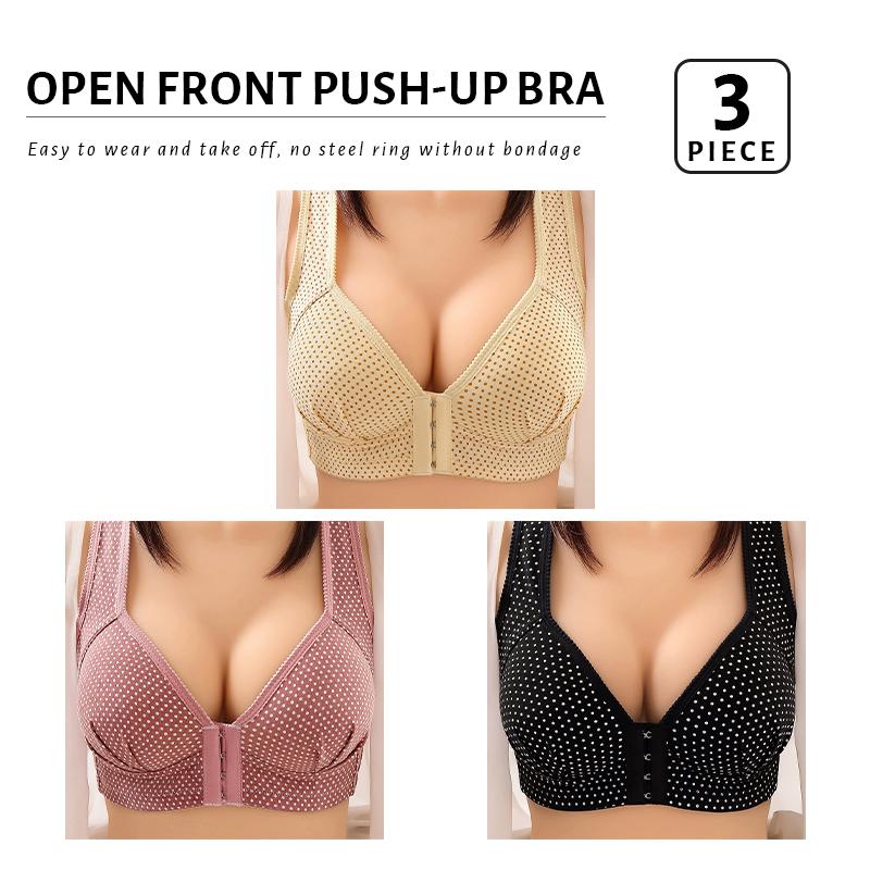 

3 шт./компл. сексуальный бюстгальтер с застежкой спереди, бюстгальтеры Push Up, топ для женщин, удобный бюстгальтер без косточек, женский бюстгальтер 46C