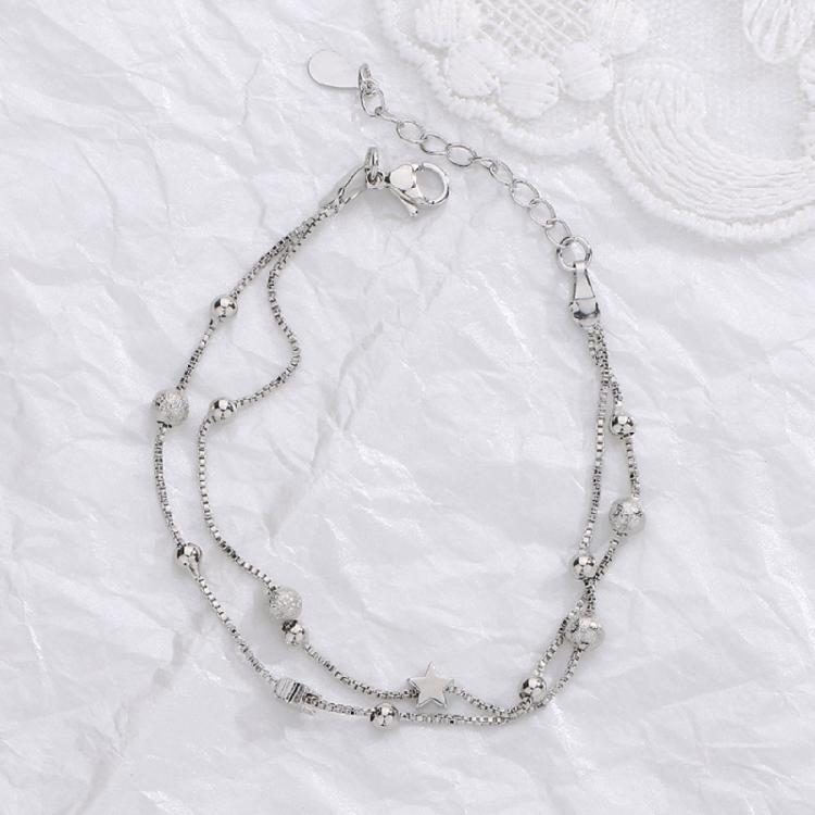 Star Bracelet Silver Color Round Bead Chain Bracelet For Women Girls Gift