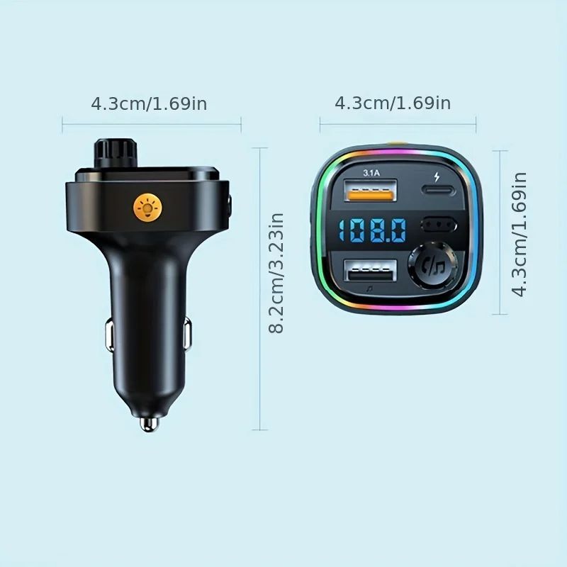 Bluetooth 5.0 FM-sender Håndfri bilradiomodulator MP3-spiller med 22,5W USB superhurtigladeadapter for bil