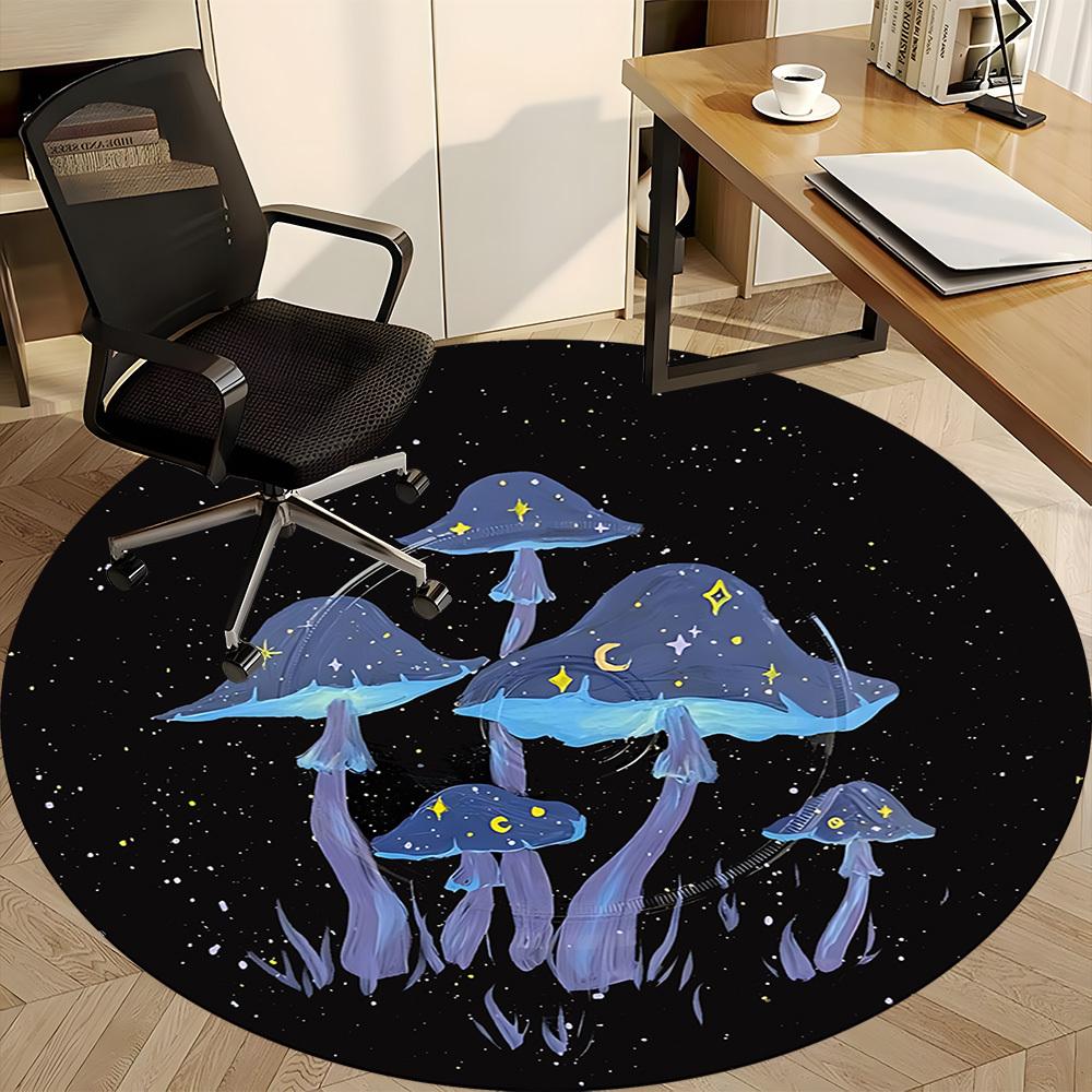 1PC Mushroom Fantasy Office Round Area Rug, Mat Suitable For Office, Under Office Chairs Bedroom Living Room Home Decor, Room Deco