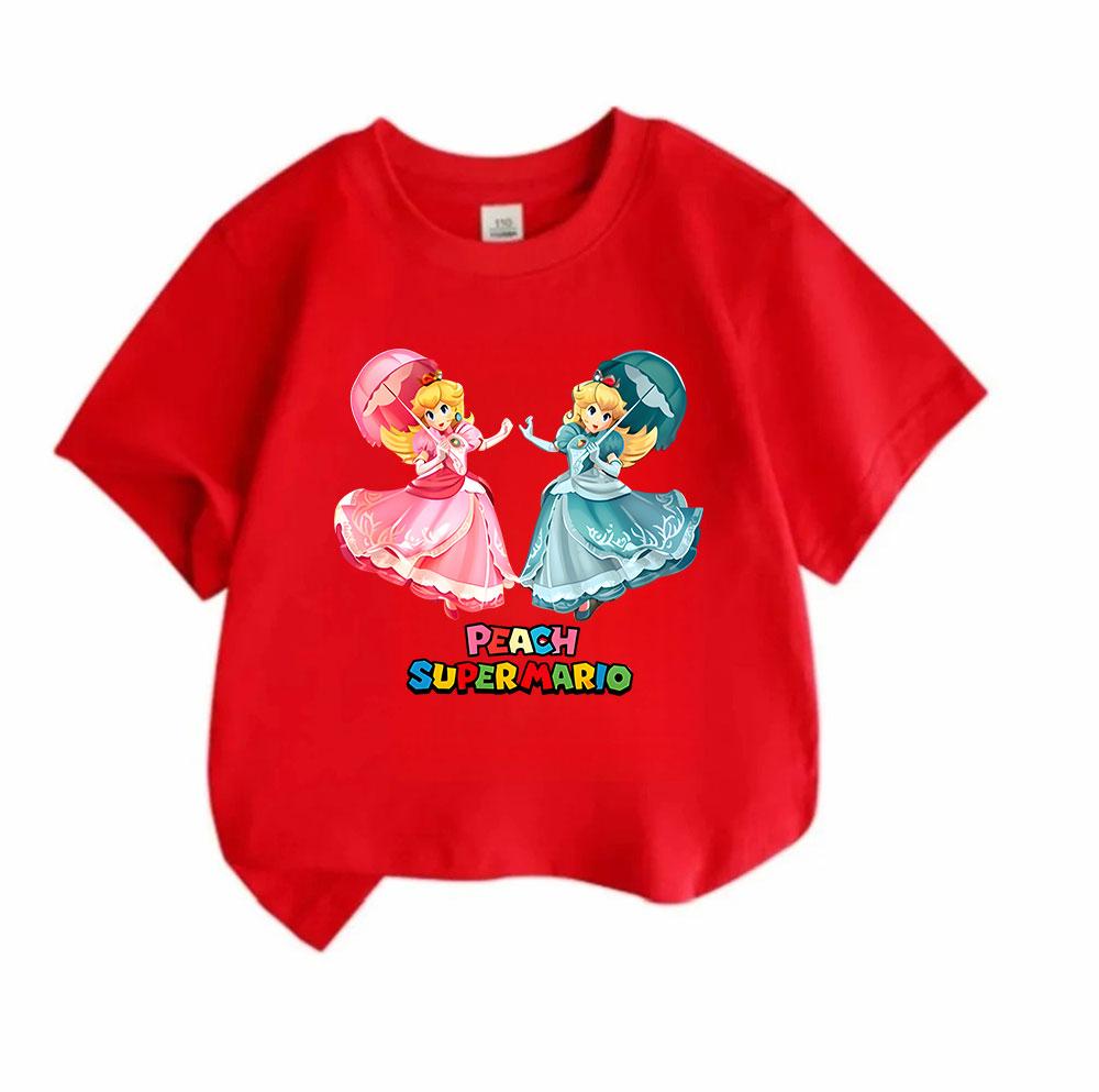 Kids Boys Girls Cute Princess Print T Shirts 100% Cotton O-Neck Short Sleeve Casual Summer Tee Tops for Children Daily Wear Party Gift
